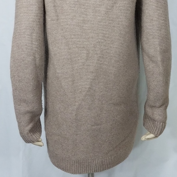 Lacoste beige tan wool blend button up tunic cardigan w/ pockets ladies size 38 - Picture 7 of 8